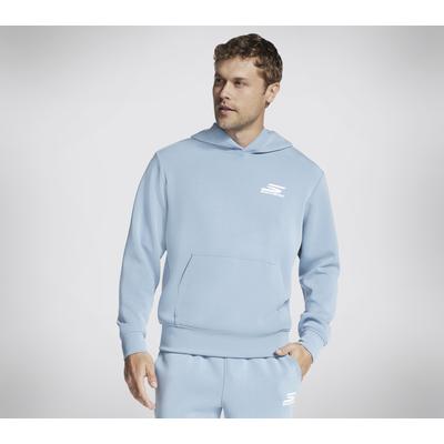 Skechers Men's Skech Cloud Elevate Hoodie | Size Large | White/Blue | Polyester/Modal/Spandex