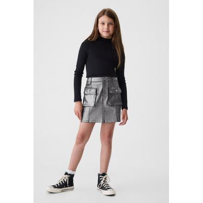 Gap Girls Grey Cargo Foil Denim Skirt (10-13yrs) - Grey