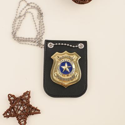 TEMU Fashionable Police-themed Cosplay Badge - Zinc Alloy, No Battery Needed - Perfect For Dress-up & Accessories