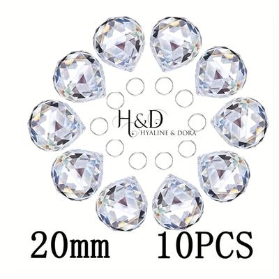 TEMU H&d Hyaline& 10pcs 20mm Clear Crystal Glass Balls Chandelier Prisms Pendants Parts Ornament Rainbow Crystal Suncatcher Gift