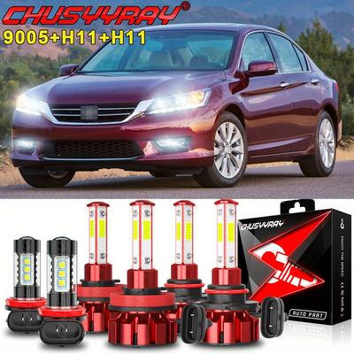 TEMU Led Headlight Bulbs Combo 9005/ Hb3 H11 Fit For Accord 2013-2015 High/ Low Beam+fog Lights, 40000lm 6000k, Pack Of 6