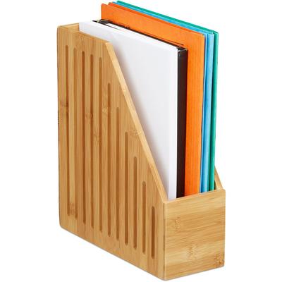 Relaxdays - Stehsammler Bambus, A4, Zeitschriften & Dokumente, Büro, Schreibtisch, Stehordner, hbt: Image