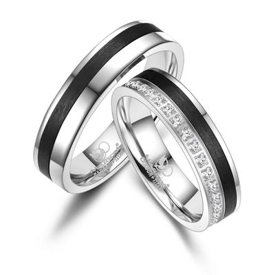 Trauring MARRYA "Carbon Ringe Trauringe Eheringe Partnerringe" Gr. 50, schwarz (herren ring, schwarz, silber), Fingerrin