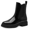 Chelseaboots TAMARIS, Damen, Gr. 40, schwarz (schwarz lack), Lacksynthetik, Elastischer Einsatz, unifarben, glänzend, klassisch, Schuhe, Blockabsatz, Stiefelette, Businessschuh, Schlupfboots, T-Logoprägung