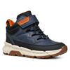 Winterboots GEOX "J FLEXYPER PLUS BOY ABX", Kinder, Gr. 33, blau (navy, schwarz), Lederimitat, Textil, casual,sportlich, Schuhe, Sneaker mit Geox Spezial Membrane, Größenschablone zum Download