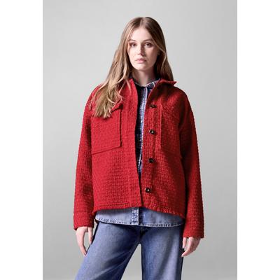 Kurzblazer STREET ONE STUDIO, Damen, Gr. 44, rot (urban rot), Stoff, 100% Polyester, unifarben, casual, normal normal, V-Ausschnitt, Langarm Bündchen, Blazer, mit Brusttaschen Image