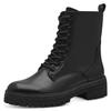 Schnürstiefelette MARCO TOZZI, Damen, Gr. 40, schwarz, Textil, Lederimitat, unifarben, modisch, Schuhe, Blockabsatz, Schnürboots mit Nieten am Sohenrand