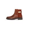 Stiefelette TOMMY HILFIGER "TH LOGO LEATHER MIX CHELSEA", Damen, Gr. 38, braun (cognac used), Glattleder, Veloursleder, used, unifarben, modisch, Schuhe, Blockabsatz, Businesschuh, Boots mit TH-Schmuckelement