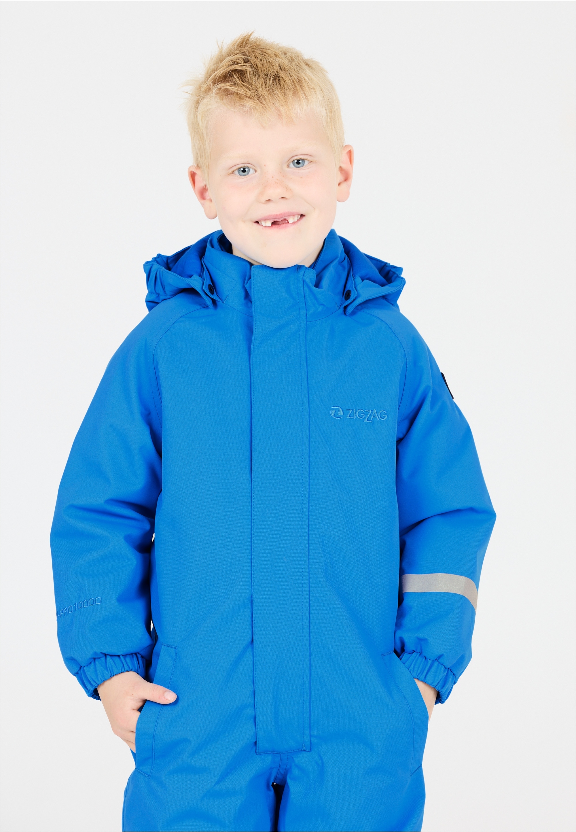 Schneeoverall ZIGZAG "Vally", Mädchen, Gr. 92, EURO-Größen, blau (neonblau), 100% Polyester, lang, Overalls, mit wasser- und winddichter TPU-Membran