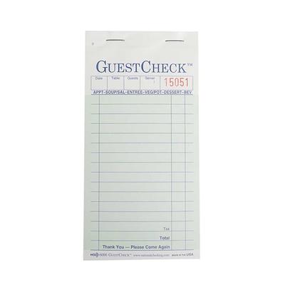 National Checking Company G6000 Guest Check - 2 Parts Booked, 2 Lines, Green