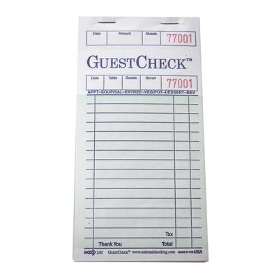 National Checking Company 240-50 Guest Check - 1 Part Booked, 1 Lines, Green