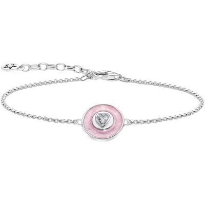 Armband THOMAS SABO "Anhänger rosa und Zirkonia in Herzform, A2143-691-9-L19v" Gr. 19, bunt (silberfarben, pink, weiß), 