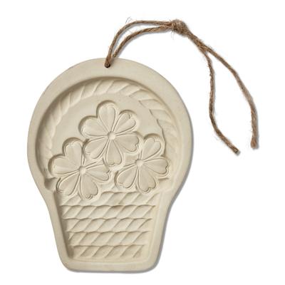 Flower Basket Shaped Earthenware Clay Easter Spring Cookie Mold Keepsake