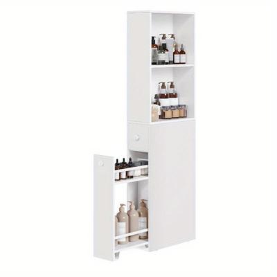 TEMU Slim Bathroom Storage Cabinet, Narrow Bathroom Cabinet, Freestanding Cabinet With Storage Drawers And Adjustable Shelf, For Small Spaces, Modern Style