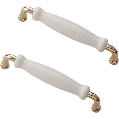 10 Stück Hot Gold Möbelgriff Küchenmöbelgriff Vintage Schminktischgriff Weißer Schrankgriff Image