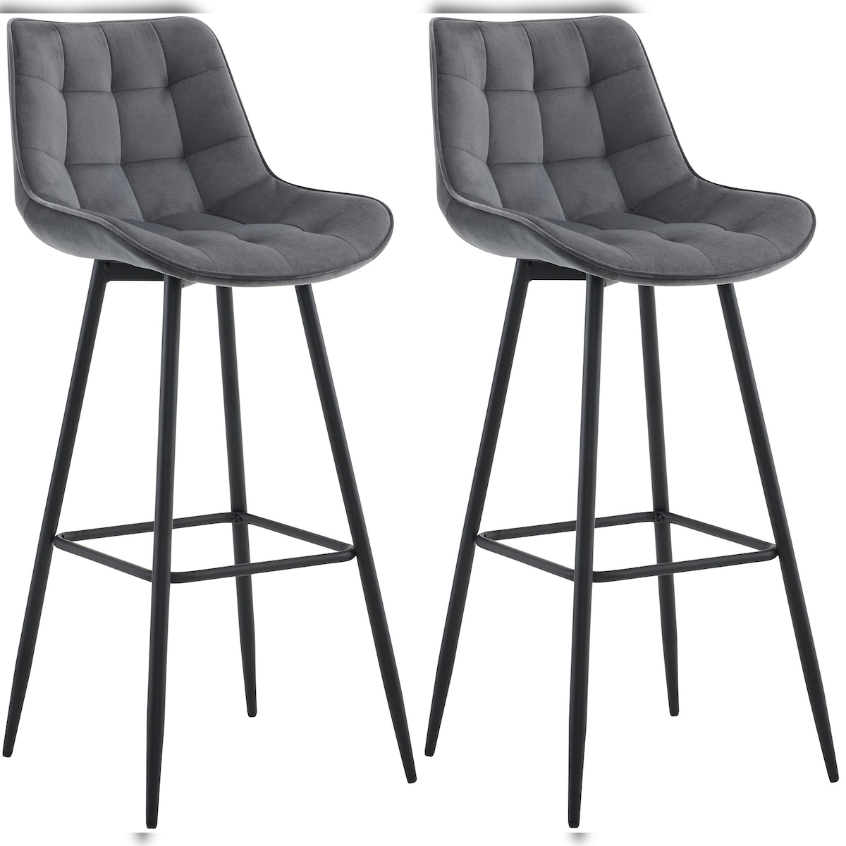 CLP 2er Set Barhocker Dartford dunkelgrau/Samt Image