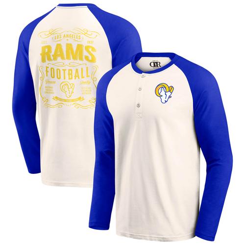 Creme/Royal Los Angeles Rams Raglan Henley-T-Shirt für Herren aus der Darius Rucker Collection von Fanatics