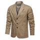 Men's Blazer Business Cocktail Party Wedding Party Fashion Casual Spring Fall 100% Cotton Plain Pocket Buttons Comfortable Single Breasted Blazer Black khaki Army Green