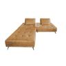 KAWOLA Sofa WIOLO Schlafsofa Daybed mit Hocker Leder cognac