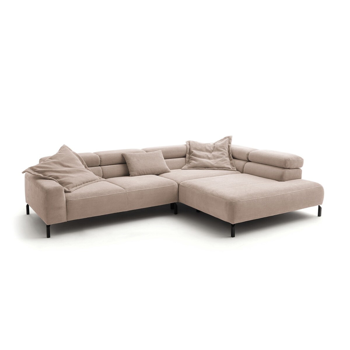 KAWOLA Sofa DELIA Ecksofa XL Cord taupe mit motorischem Sitzvorzug Recamiere rechts Image