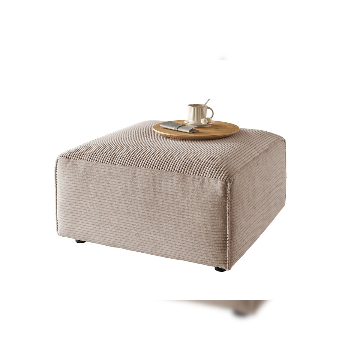 KAWOLA Hocker RANI Polsterhocker Cord taupe Image