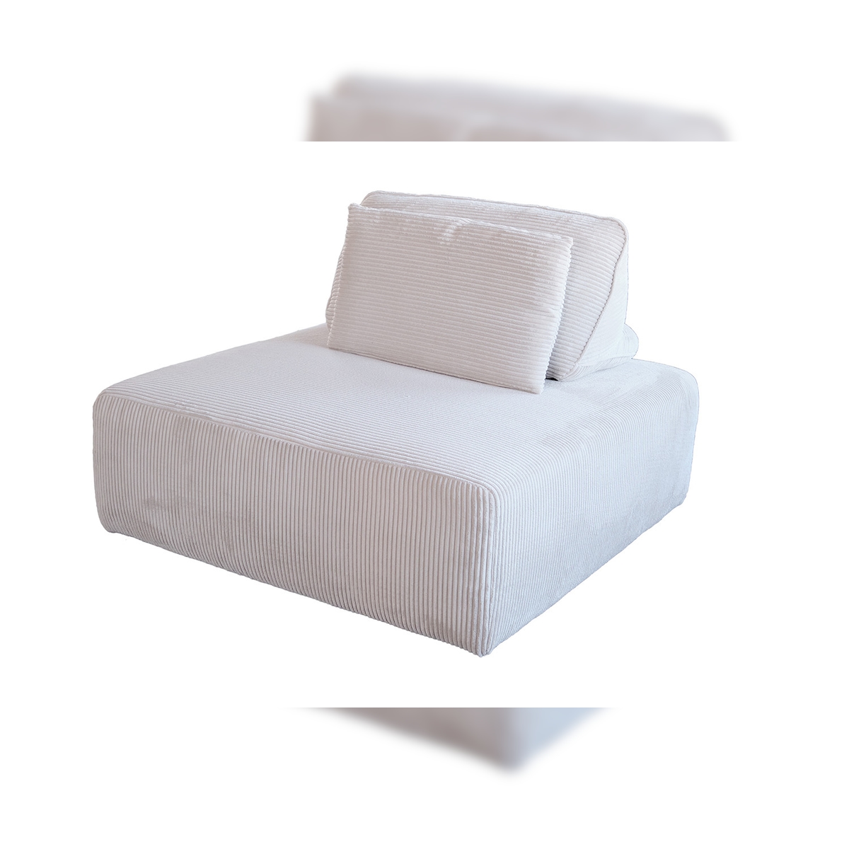 KAWOLA Hocker WIOLO SOFT Polsterhocker mit Rückenkissen Cord hellgrau Image