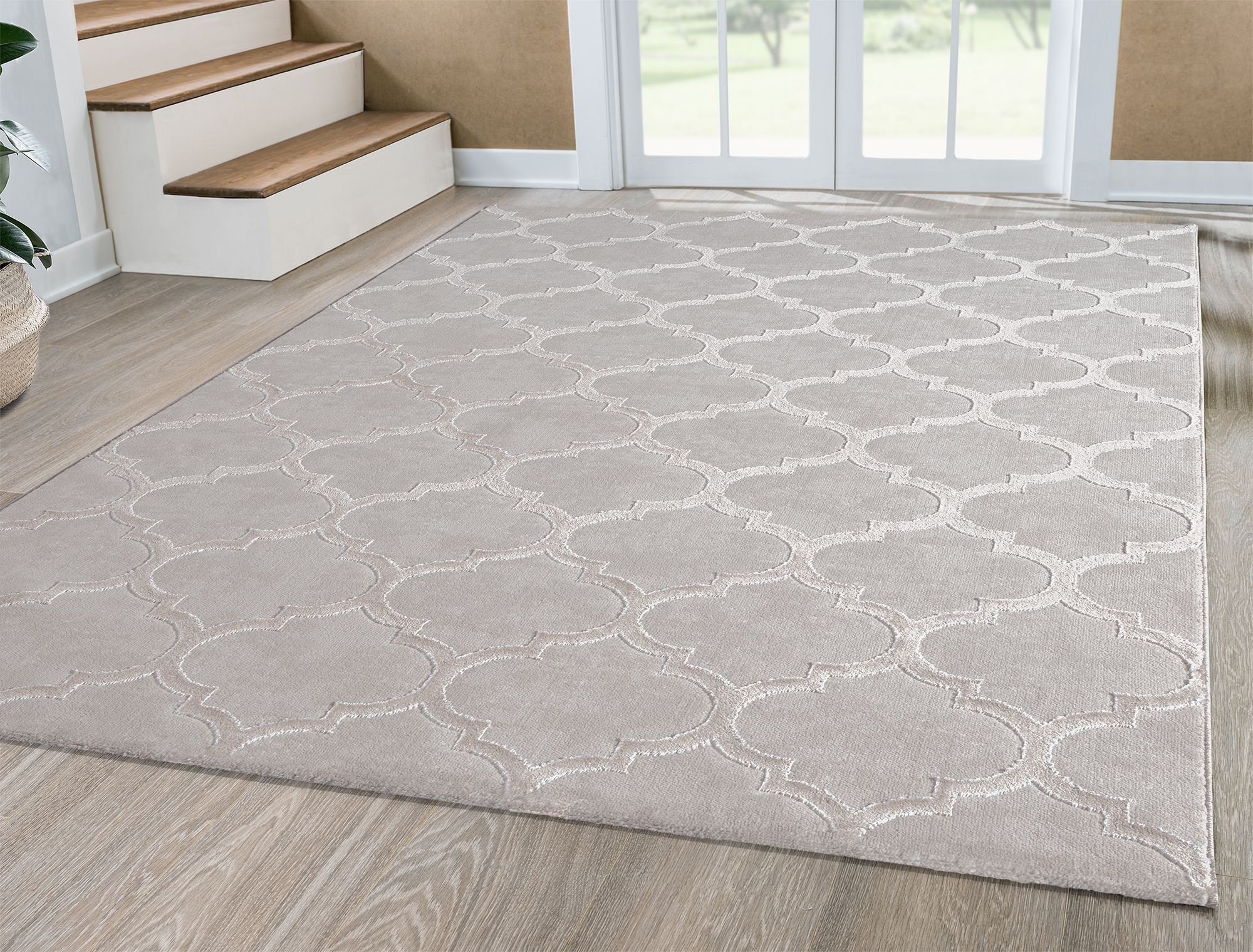Teppich THE CARPET "Knight", beige, B:200cm H:12mm L:290cm, Polyester, Teppiche, Teppich, moderner Wohnzimmer Teppich elegant glänzender Flor