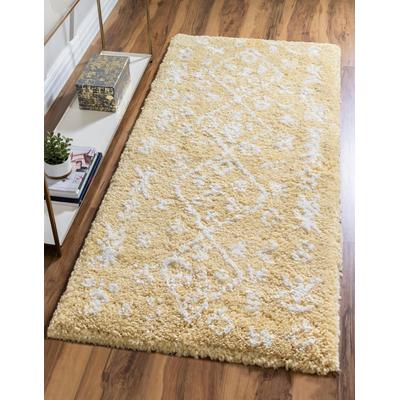 Hochflor-Läufer "Temara Shag, LAGERRÄUMUNG", gelb (gelb, elfenbeinfarben), B:79cm H:51mm L:183cm, Polypropylen (PP), MYFLAIR MÖBEL & ACCESSOIRES, Teppiche, Teppich-Läufer, gewebt, Scandi Design, ideal im Flur & Schlafzimmer Image