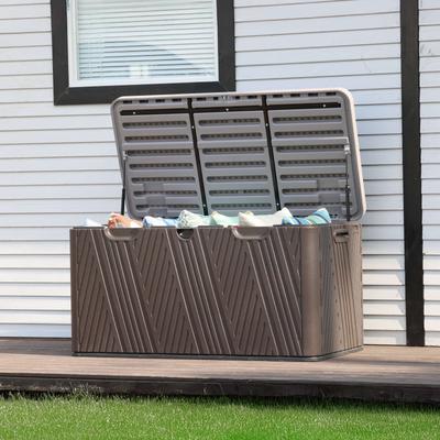 Aoodor 71 Gallon Deck Box with Hydraulic Rods, Lockable, UV Resistant - N/A