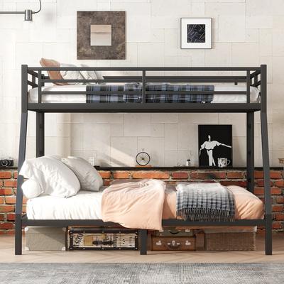 Full XL over King Metal Frame Bunk Bed with 2 Side Ladder