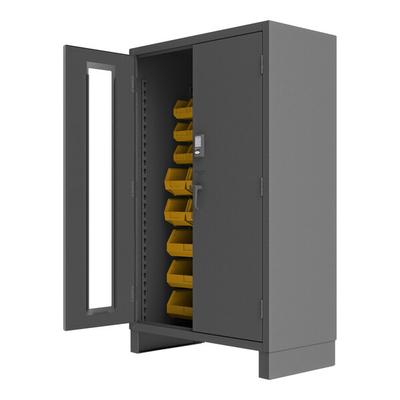 Durham Mfg 48" x 24" x 78" 14 Gauge Steel Access Control Storage Cabinet with CompX Electronic Lock and 42 Yellow Storage Bins 3703CXC-42B-95
