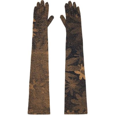 Tan & Black Printed Floral Gloves - Black - MM6 by Maison Martin Margiela Gloves