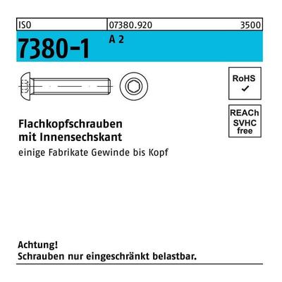 Flachkopfschraube ISO 7380-1 m.Innensechskant M 5 x 12 A 2