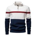 maglione di cotone di alta qualità per uomo con cerniera, collo alto, pullover da uomo, autunno inverno, maglione polo caldo a righe da uomo