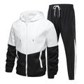 Per uomo Tuta da Ginnastica Tuta da Allenamento Primavera Coulisse Tasca Blocco di colori Felpa con cappuccio e pantaloni Set di Abbigliamento Sportivo Nero Verde militare Allenamento in Palestra