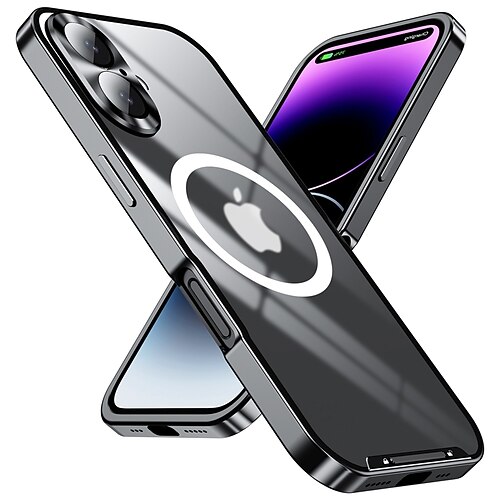 telefono Custodia Per iPhone 16 15 14 Pro Max 13 Pro Max Custodia ad adsorbimento magnetico Con Magsafe Protezione Lente Fotocamera Supporta la Ricarica Wireless Resistente agli urti Acrilico Lega di