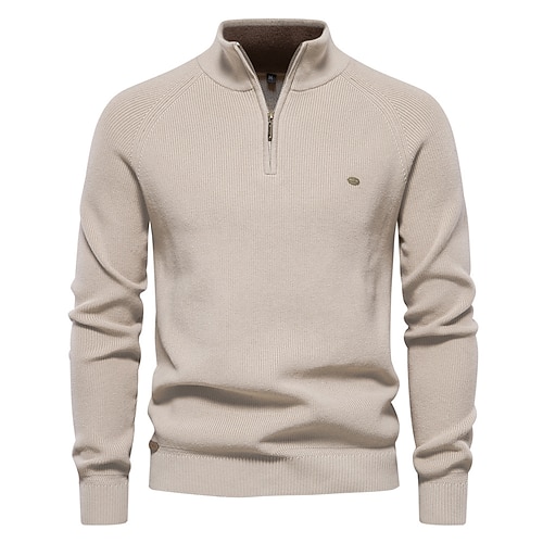 Neue herbst baumwolle reißverschluss strickjacken für männer mode lässig sozialen männer pullover hohe kragen warme winter gestrickte pullover männer