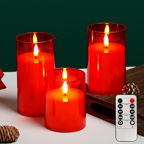 Kerze Fernbedienung ON / OFF Weihnachten Halloween AAA-Batterienbetrieben 3 Stück Image