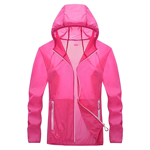 Damen Wanderjacke Sommer Draussen Sonnenschutz Frontreißverschluss Atmungsaktiv Leichte Jacke Vollreißverschluss Strand Weiß Rosa Blau Fuchsie Image