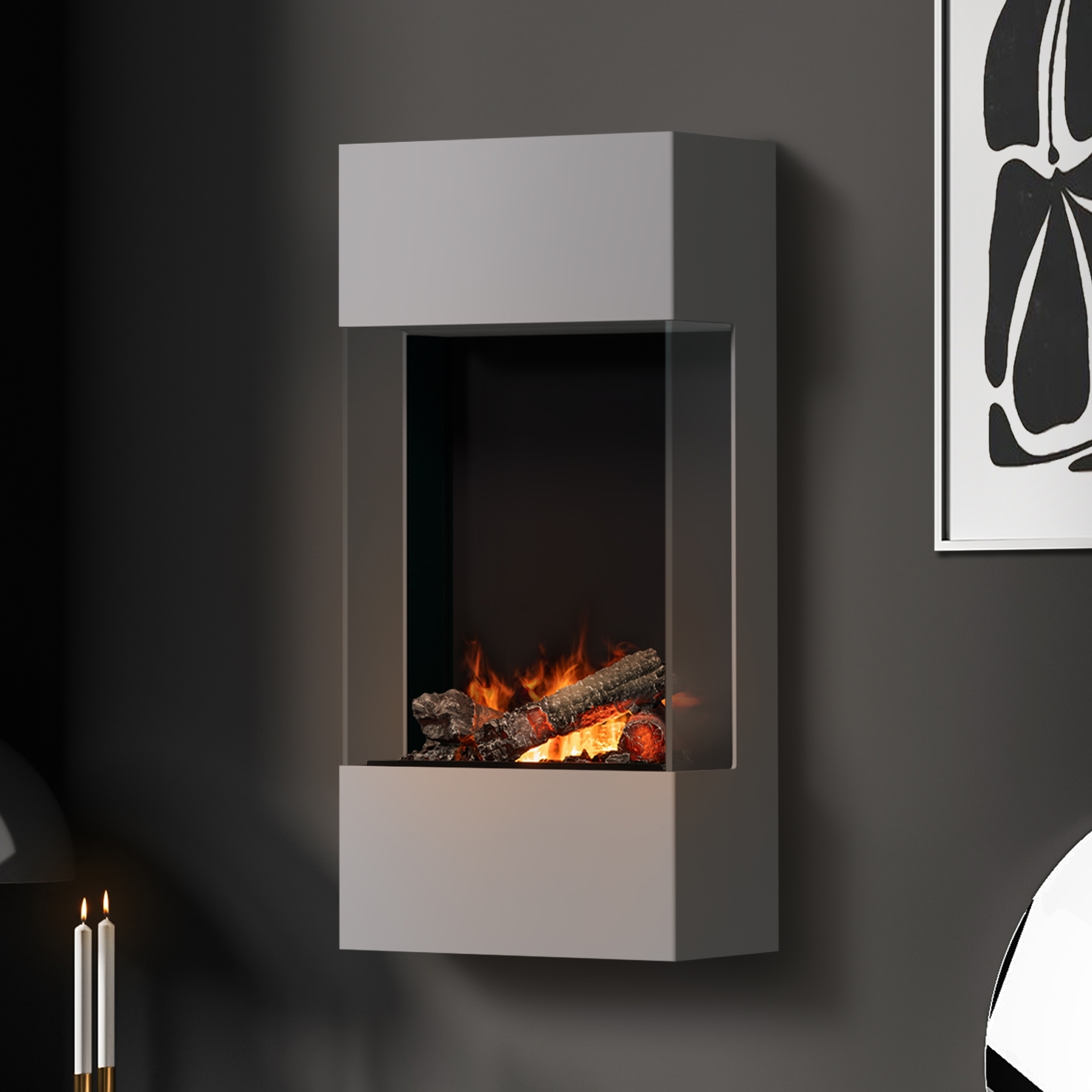 muenkel design Turan [Elektrokamin Opti-myst]: Aluminiumgrau