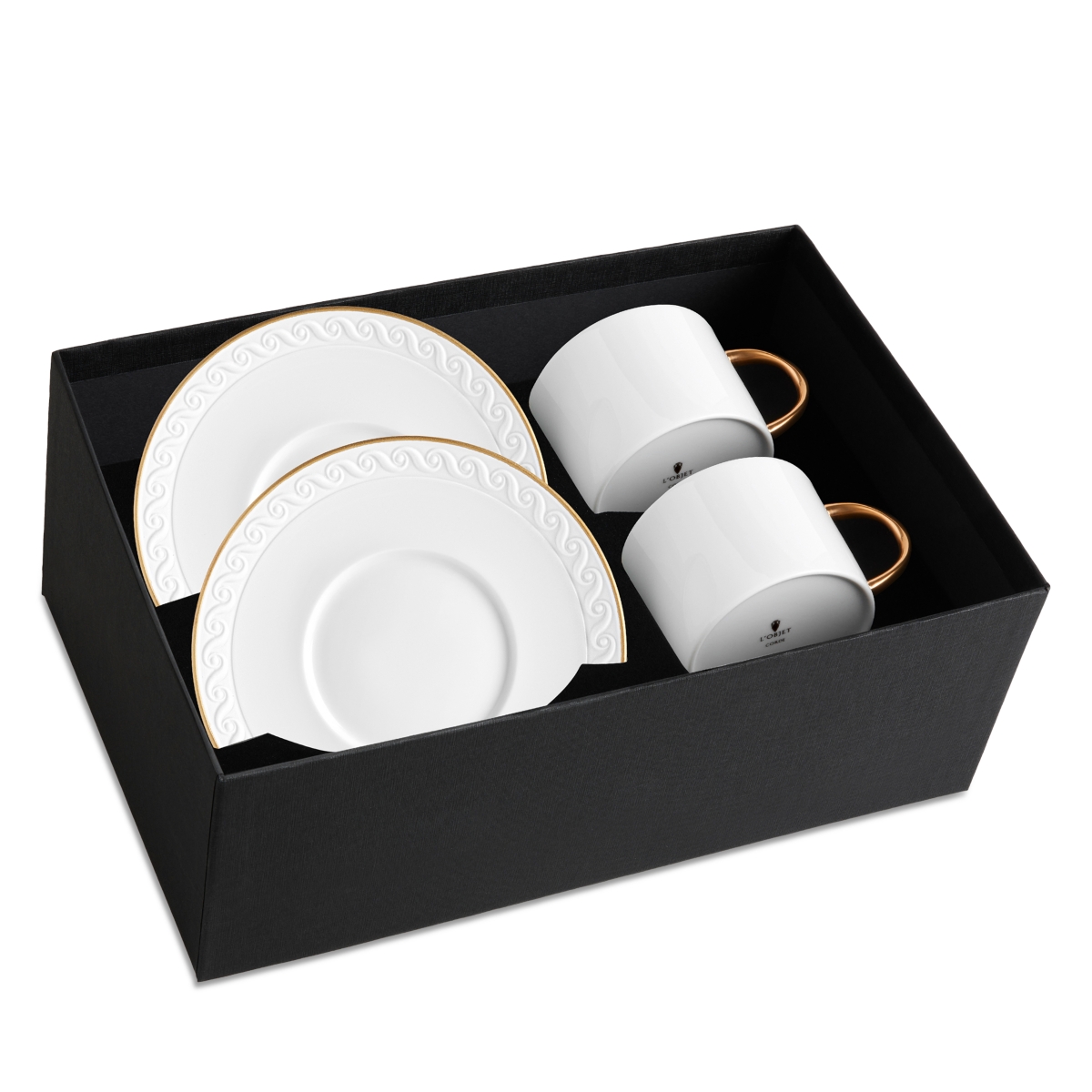 L'Objet Neptune Gold Trim Tea Cup & Saucer, Set of 2 - Gold