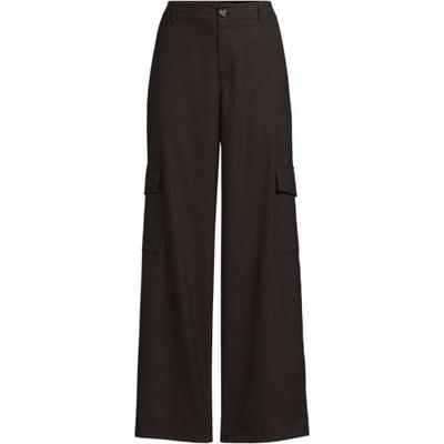 Wide Leg Brushed Twill Cargo Trousers, Women, size: 20, regular, Brown, Viscose/Poly-blend, by Lands' End