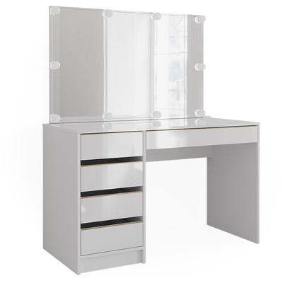 Schminktisch Sherry, Weiß/Gold, 120 cm mit led Beleuchtung Vicco Image