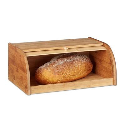relaxdays Brotkasten aus Bambus breit braun, 40x16.5x27.5 cm Image