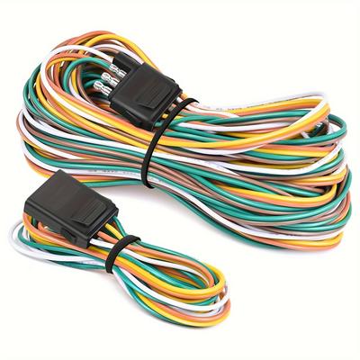 TEMU Nilight - 10039w 4 Pin Flat Trailer Wiring Harness Kit 18awg 25feet Male 4feet Female -style Wiring Harness Extension Kit For Utility Boat Trailer Lights