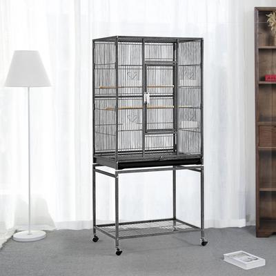TEMU Costoffs Bird Aviary On Wheels Bird Cage Aviary With Perches & Shelf & Pull-out Tray For Cockatiels Parrots Image
