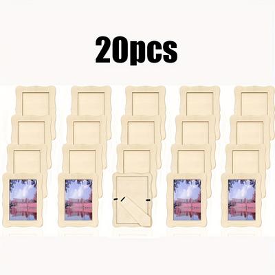 TEMU 20pcs Contemporary Wood Picture Frames, Horizontal & Vertical Dual Orientation, Oblong Shape, Tabletop Display, Modern Photo Frame Set For Craft & Home Decor Image