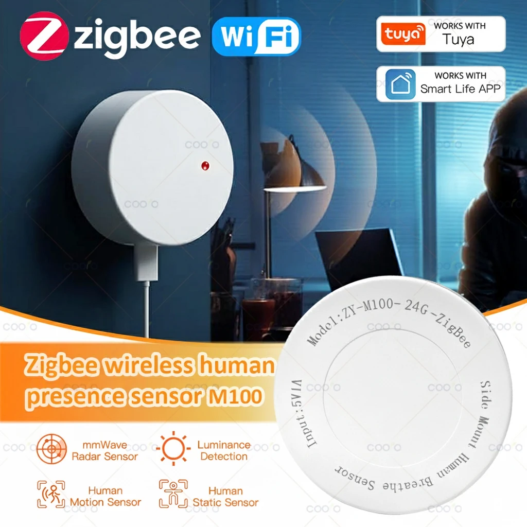 ZigBee Wifi 24G MmWave Human Presence Motion Sensor Radar Wave Human Detector Motion Detector Tuya Hub SmartLife Home Automation