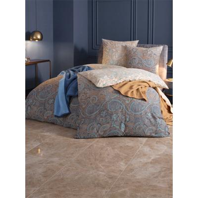 Bettwäsche WÄSCHEPUR Gr. 3, beige (champagner, royalblau, bedruckt), B/L: 155cm x 220cm, Bettbezüge: Kissenbezüge:, 2-teilige Garnitur St., Feinbiber, B/L: 80cm x 80cm, Feinbiber, 100% Baumwolle, Bettwäsche Image