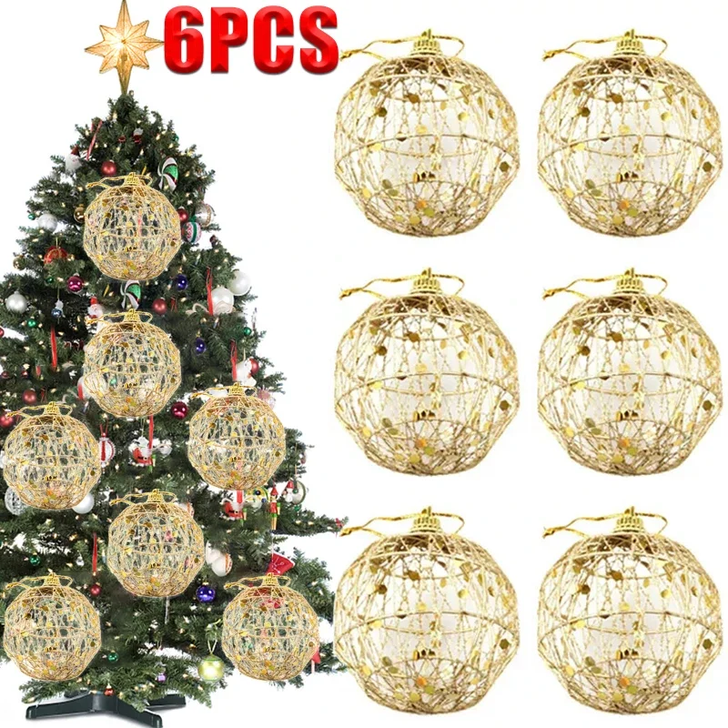 6PCS Weihnachten Weihnachten Baum Gold Ball Baubles Hängen Party Ornament Dekoration Navidad Goldene Staub Weihnachten Ball Mit Skalen Image